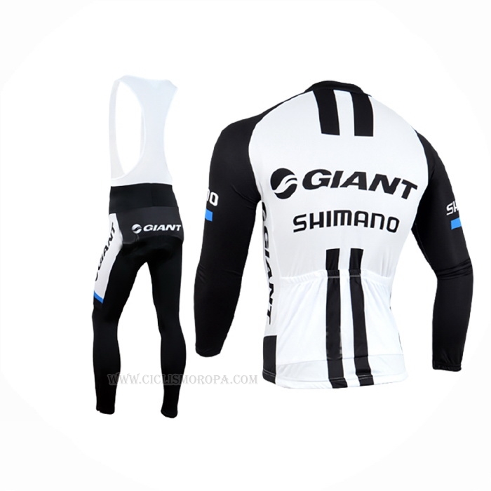 2014 Ropa Ciclismo Giant Shimano Negro Blanco Mangas Largas y Culotte Lunga